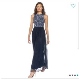 NWT Lace & Beads Embellished Bodice Evening Dress